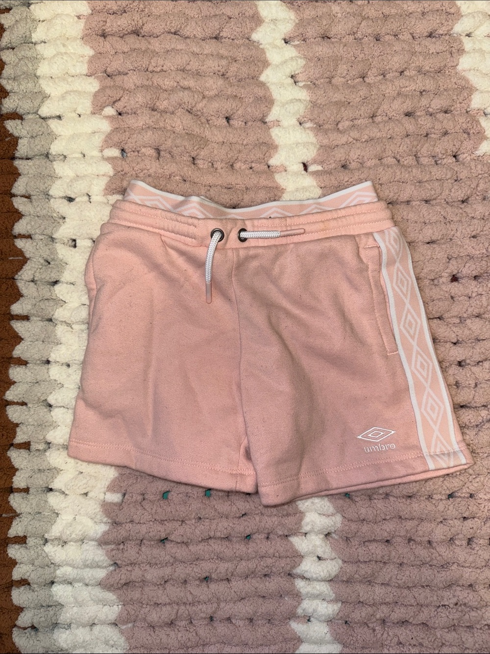 Umbro Pink Women's Athletic Shorts with Side Diamond Stripe